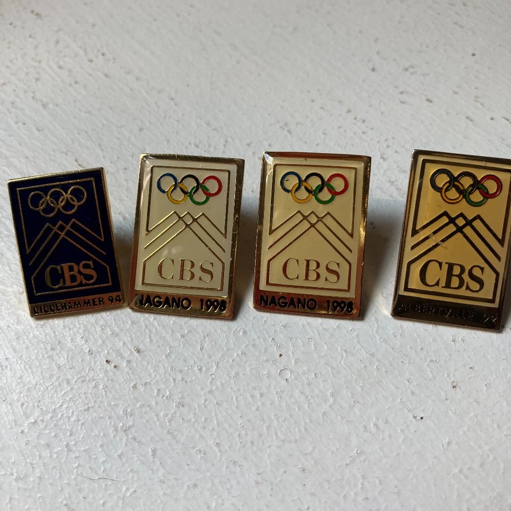CBS Winter USA Olympic Lapel Pins set of 4